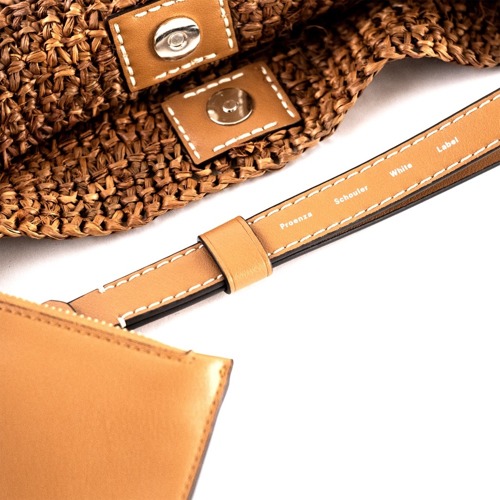 Proenza Schouler White Label Minetta Brown Raffia Shoulder Bag with Pouch - Picture 12 of 15